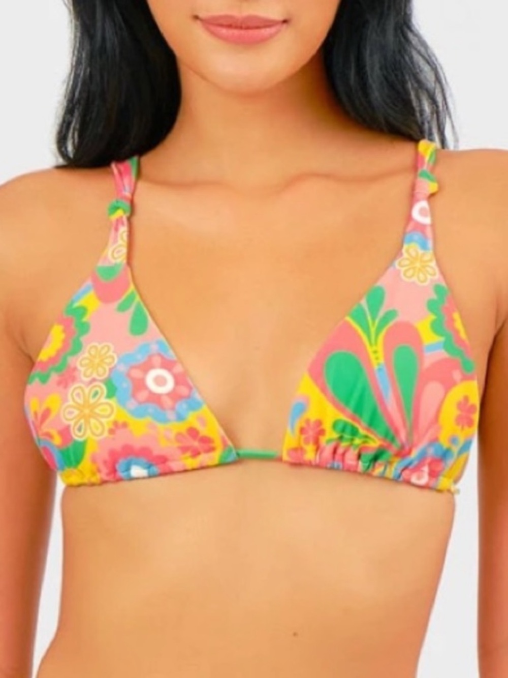 Blackbough Swim Triangle Floral Bikini Top Size Medium